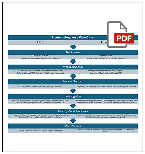 Title IX process and Criminal Justice process flow chart PDF document